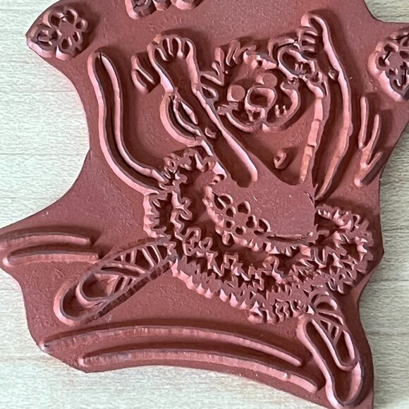 Suzy's Zoo 1982 Ballerina Mouse Stamp Rubber Stampede Vintage Spafford Wood Back - Picture 7 of 8